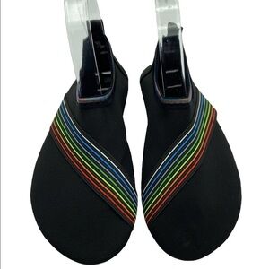 Womens Water Shoes Slip On Fabric Rainbow Black 38/39 (US 7.5/8.5)
